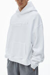 Alexander Wang white essential 毛圈布加大款中性徽标装饰连帽衫