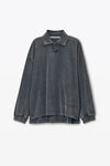 Alexander Wang vintage grey 棉质平纹针织布男士长袖 polo t 恤