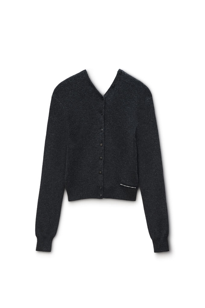 Alexander Wang Cardigan In Wool With Continuous Placket In Gray