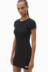 Alexander Wang black crystal hotfix short-sleeve loungewear minidress