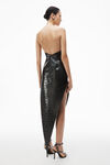 Alexander Wang black robe mi-longue en cuir croco gaufré à ourlet en pointe