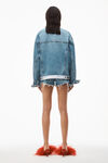 alexander wang logo trucker jacket in denim vintage light indigo