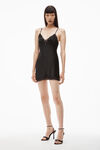 alexander wang lace slip dress in silk charmeuse black