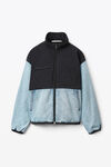alexander wang 牛仔尼龙拼接夹克 light indigo fade