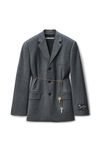 Alexander Wang dark grey melange grauer blazer aus wollmischgewebe mit unversäuberten kanten