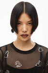 alexander wang 薄纱网眼烫钻长袖 t 恤 black