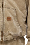 Alexander Wang weathered tan hooded workwear jacket with weathered flocking
