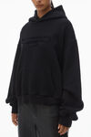 Alexander Wang black oversize unisex logo hoodie in essential terry