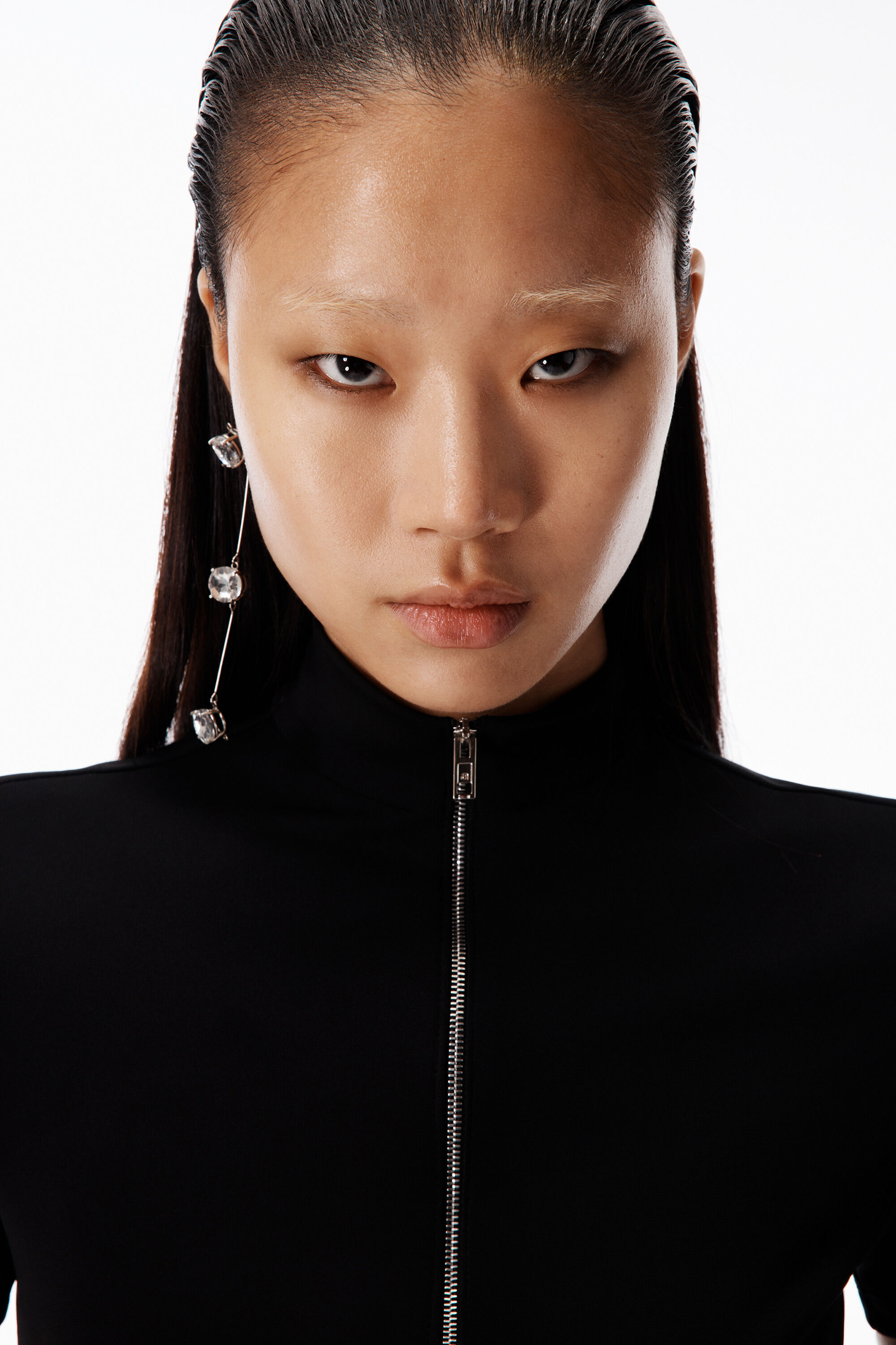 Rashguard Mock Neck Top in BLACK | alexanderwang®