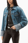 alexander wang wave cuff trucker jacket in denim vintage medium indigo