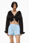 alexander wang cropped button up in cotton poplin black