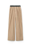 alexander wang logo elastic pleated pant in cotton silver mink