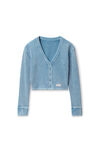 Alexander Wang washed blue cardigan in waffle-knit cotton stretch