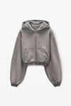 Alexander Wang washed cement 灰色加大款短款连帽衫