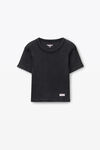 Alexander Wang washed black cropped short-sleeve baby tee in ribbed cotton