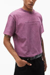 alexander wang embossed logo tee in compact jersey acid candy pink