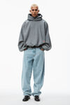 alexander wang raglan turtleneck hoodie in terry with apple puffed logo sidewalk