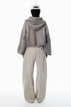 Alexander Wang washed cement 灰色加大款短款连帽衫