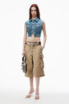 alexander wang shrunken trucker vest in denim vintage medium indigo