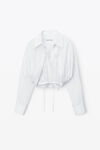 alexander wang 腰部系带密织棉质双层短款衬衫 white