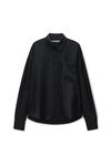 Black Silk Slashed Sleeve Shirt