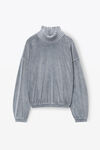 alexander wang 丝绒罗纹饰边高领衫 washed charcoal