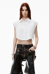 Alexander Wang white cropped sleeveless button-up shirt in cotton