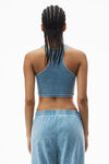 Alexander Wang washed blue débardeur court à dos nageur en coton côtelé