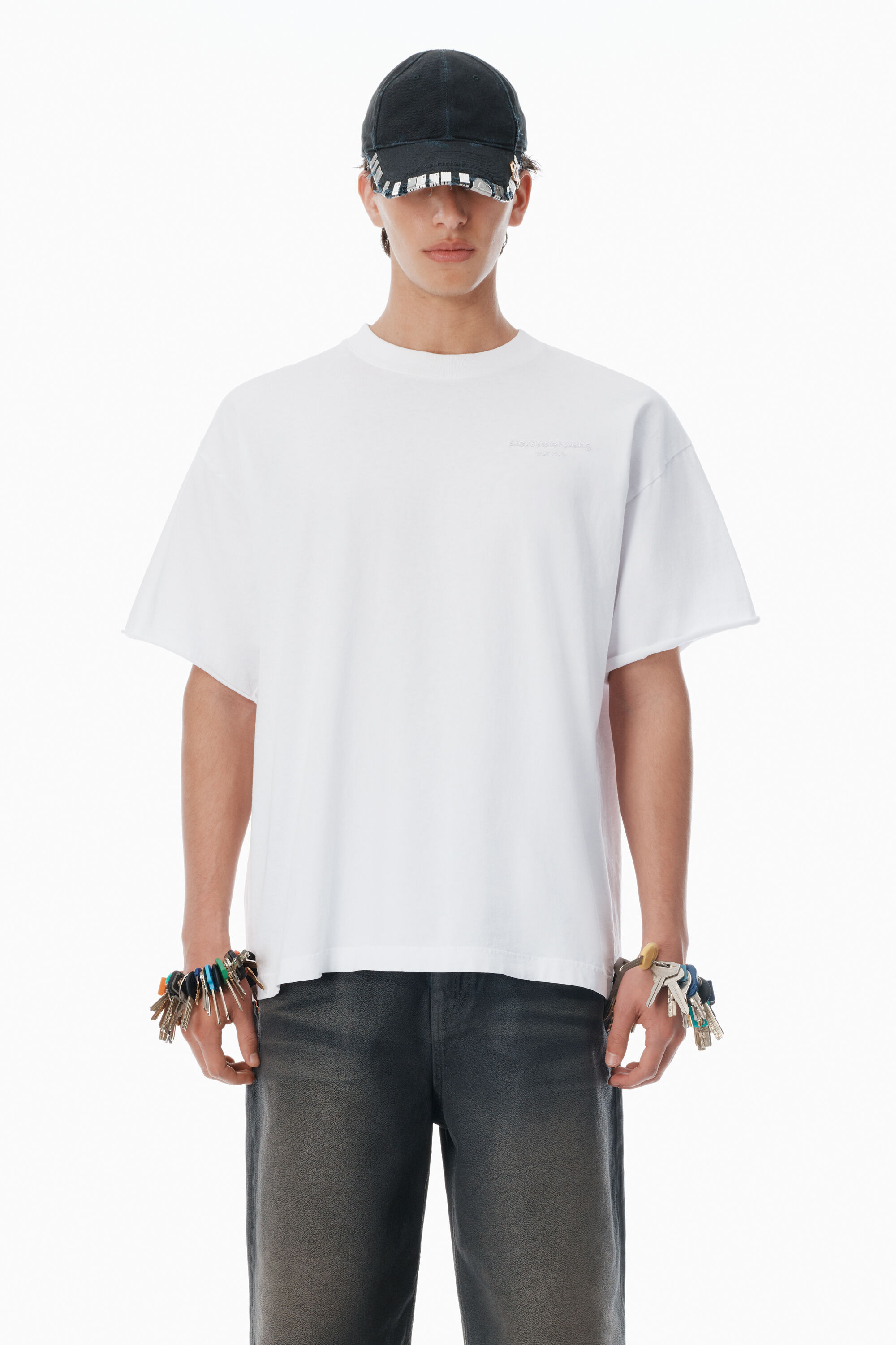 White Cotton Logo T-Shirt in WHITE | alexanderwang®