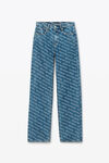Alexander Wang deep blue/white ez mid rise jeans in logo crystal hotfix