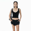 Alexander Wang black sheer ruched tank top