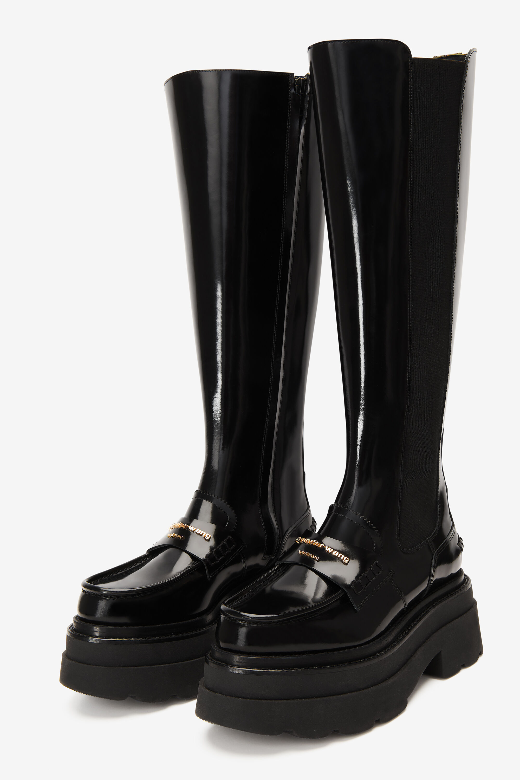 alexanderwang carter platform tall boot in spazzolato BLACK