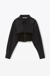 alexander wang 密织棉质叠搭缩褶吊带背心 black