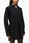 alexander wang layered shirt dress in compact cotton with self-tie  black