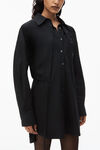 alexander wang 自系带密织棉质叠搭衬衫连衣裙 black