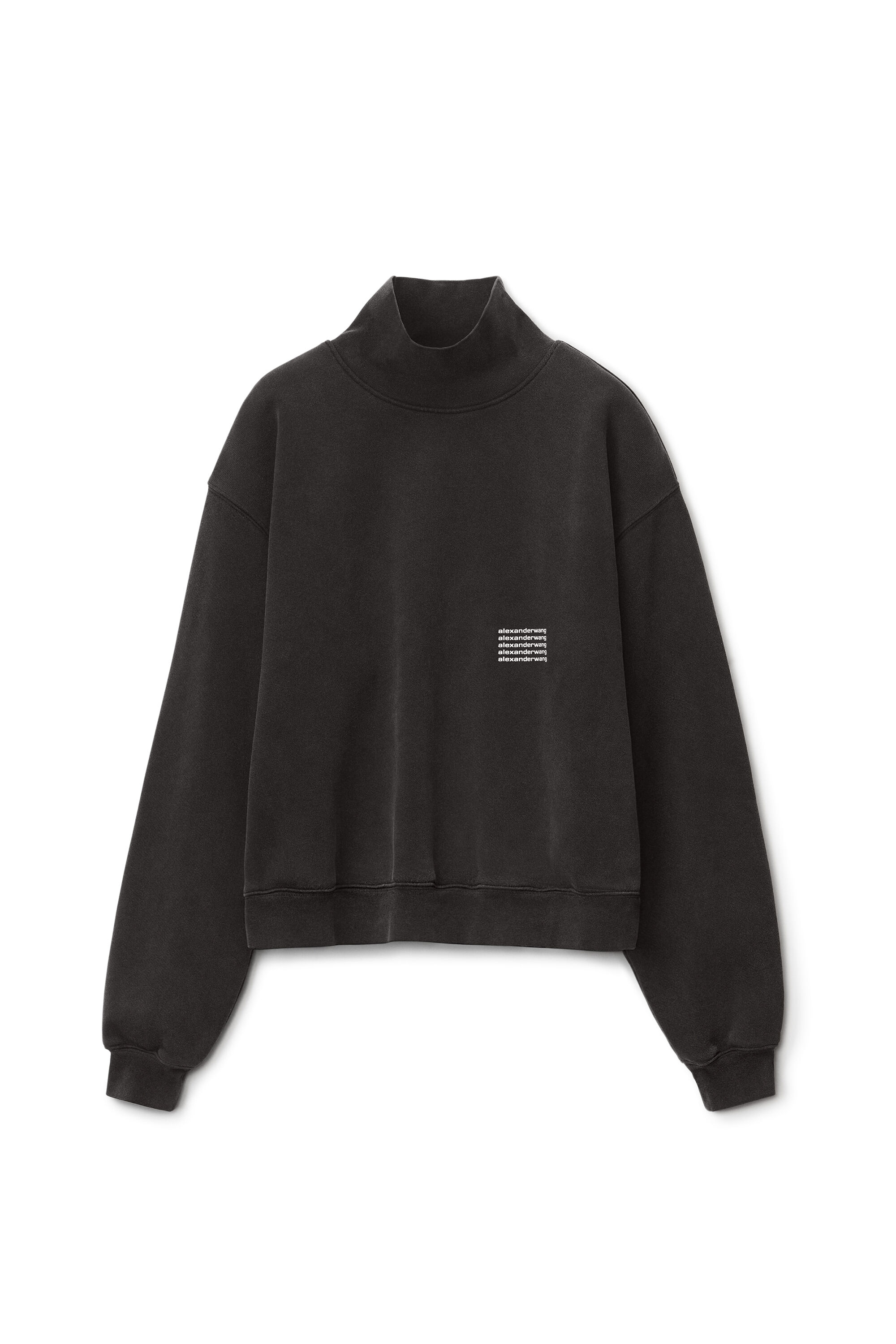 unisex high neck pullover in dense fleece in ACID BLACK