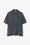 Alexander Wang vintage grey 棉质平纹针织布男士短袖 polo t 恤