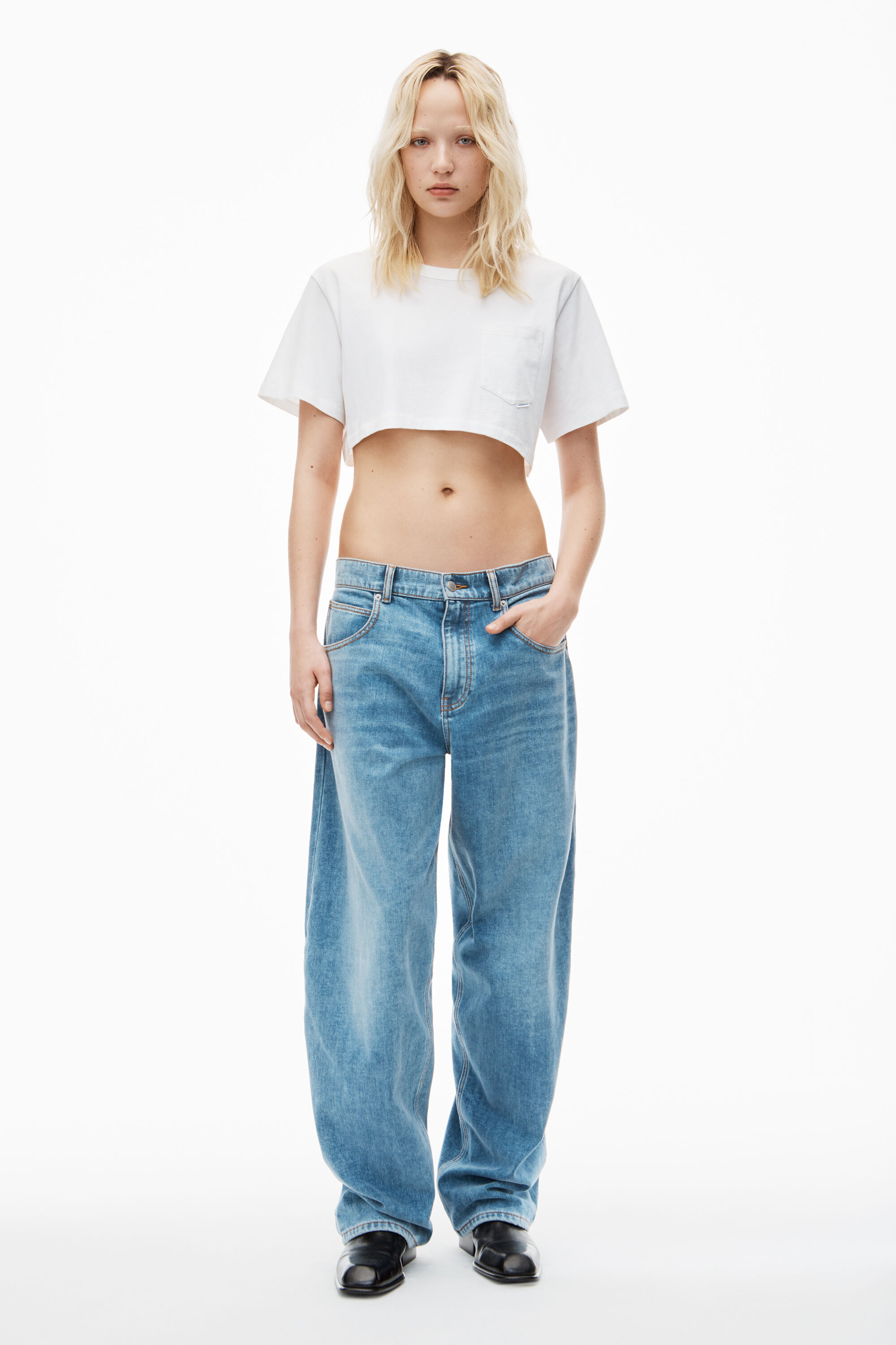 alexanderwang CROP TEE IN HIGH TWIST JERSEY WHITE - alexanderwang® US