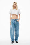 alexander wang crop pocket tee in high twist jersey white