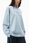 alexander wang 密织平纹针织布发泡品牌标志长袖 t 恤 light blue heather