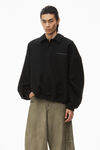 Alexander Wang black puffed logo oversized polo top in cotton