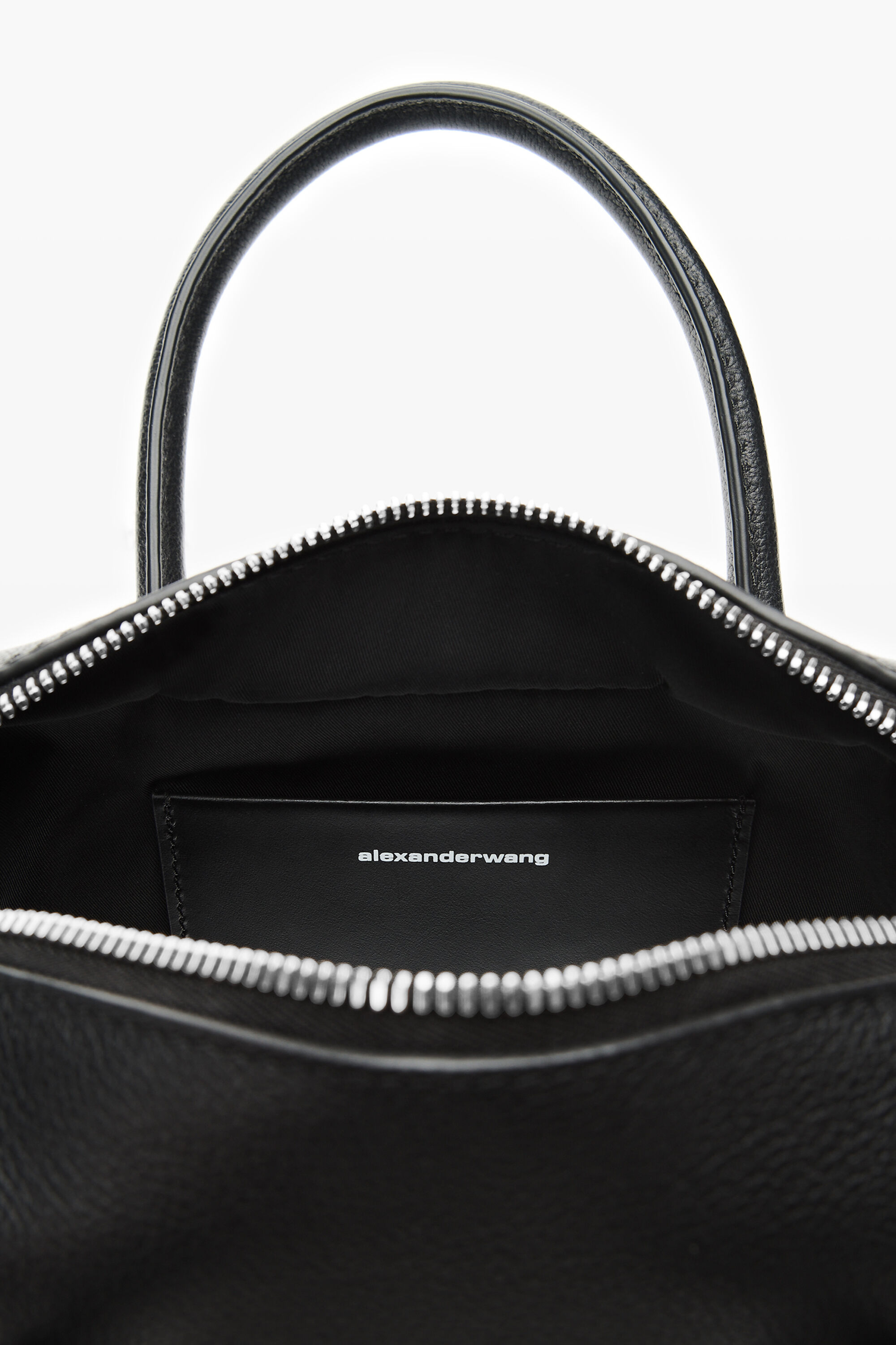 Black leather Roux Small Top Handle Bag in BLACK | alexanderwang®