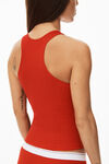 alexander wang racerback tank in ribbed cotton red