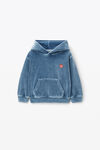alexander wang 丝绒发泡彩胶徽标连帽衫 washed bluestone