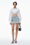 Alexander Wang white cropped shirt in organic cotton with logo elastic