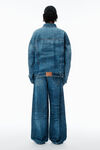 Alexander Wang vintage medium indigo 靛蓝色马克笔印花机车夹克