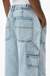 alexander wang double front carpenter pant in denim  pebble bleach