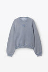alexander wang puff logo sweatshirt in terry soft bluestone