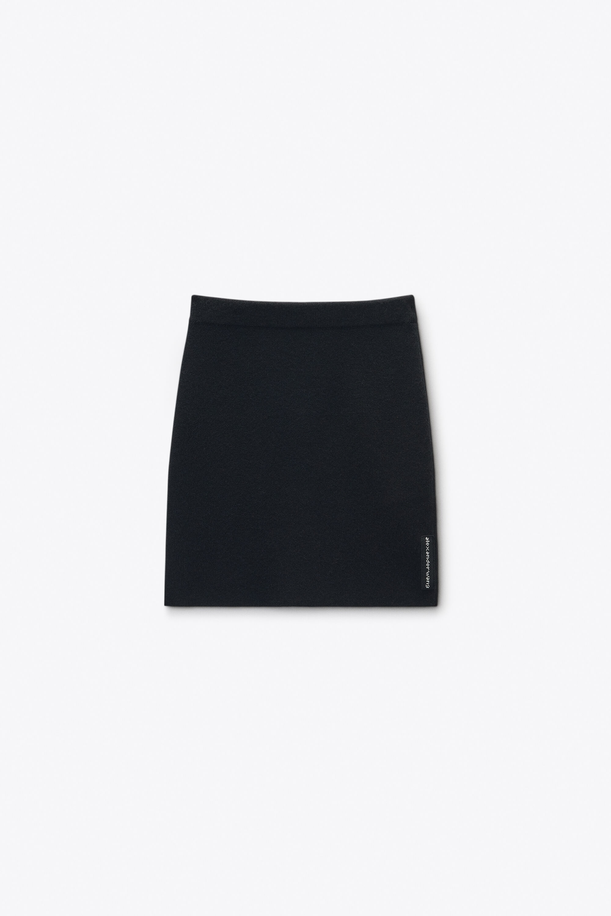 Black Wool-Blend Mini Skirt with Logo Patch in BLACK | alexanderwang®
