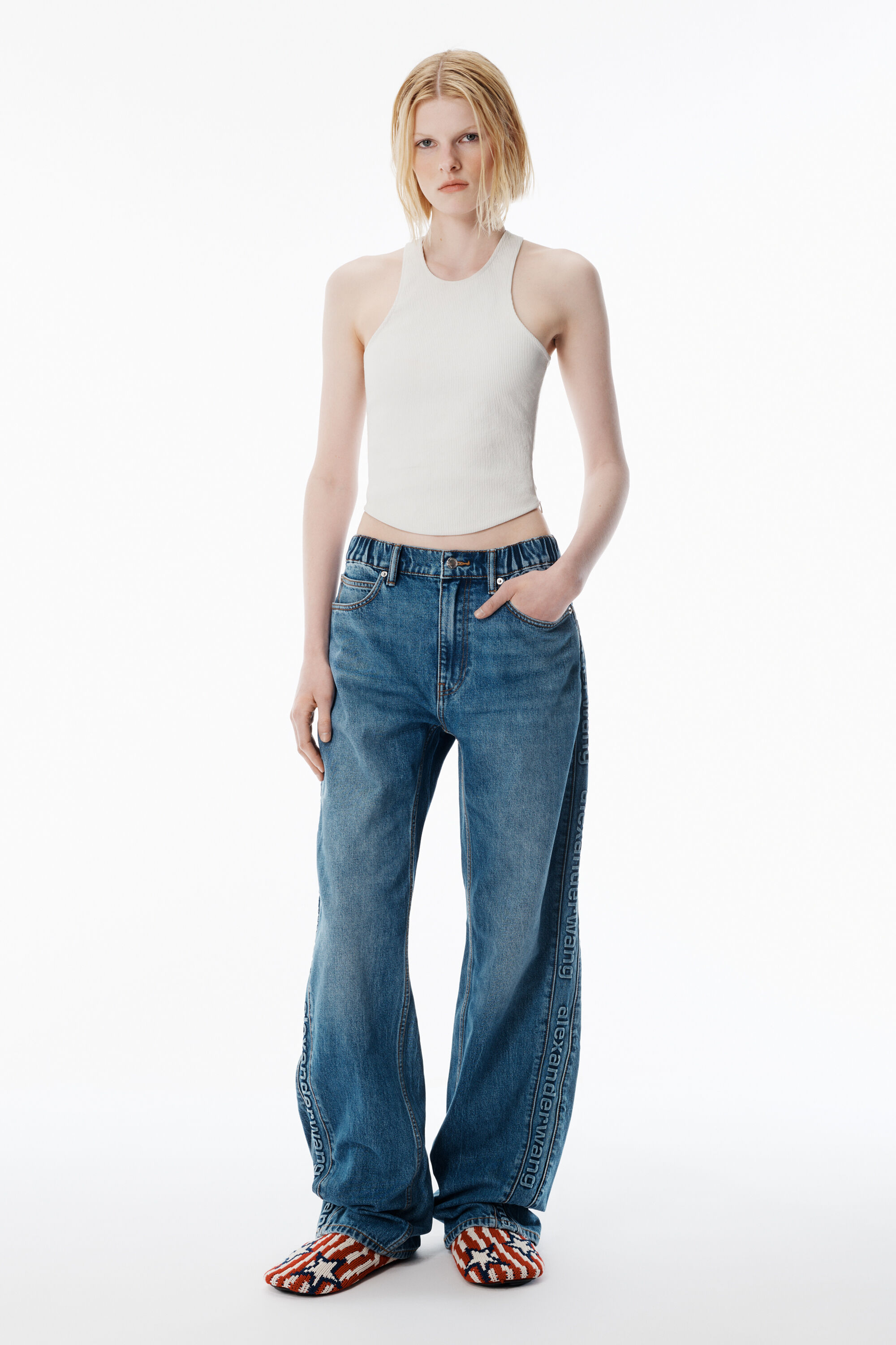 Deep Blue Logo Panel Balloon Jogger in DEEP BLUE | alexanderwang®